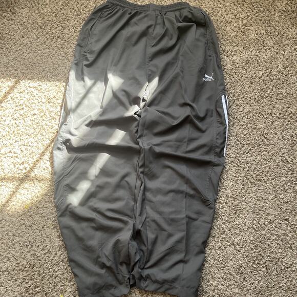 Vintage Puma 90s Black/Gray Windbreaker Pants Size L resistant - Picture 1 of 6